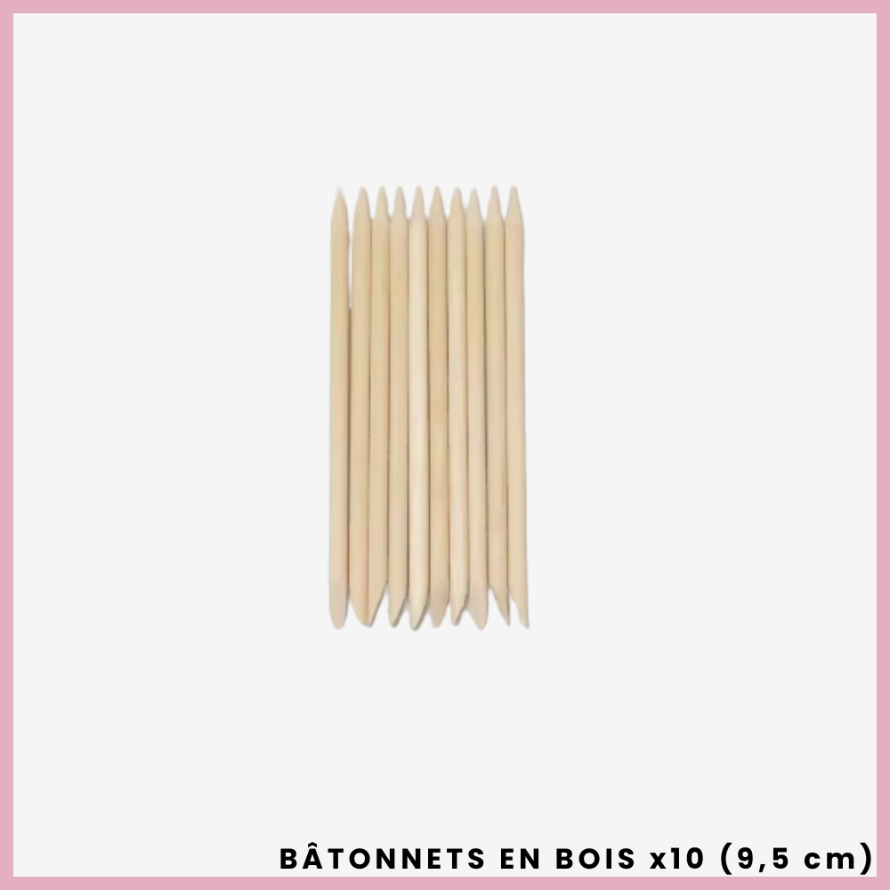 Bâtonnets en bois x10 - 9,5 cm - Manucure & Cuticules